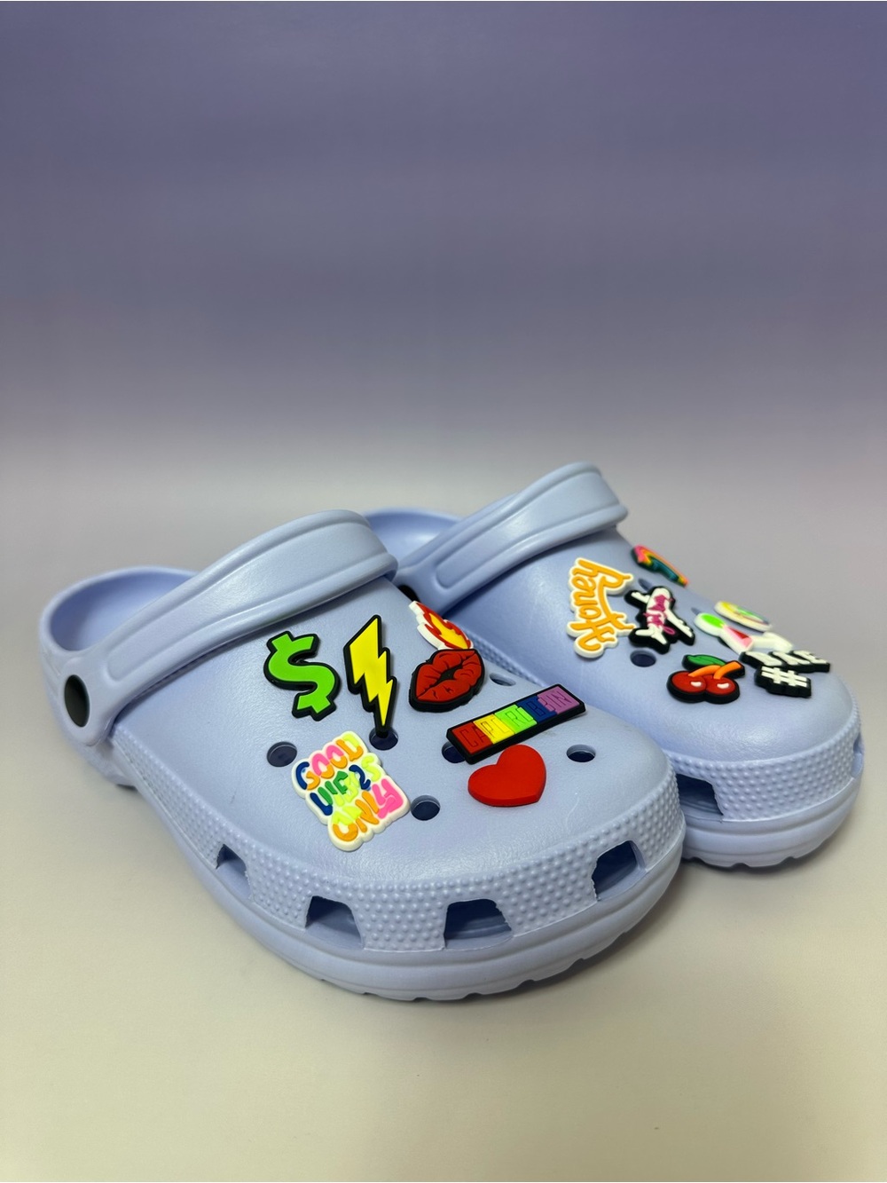 Cape Robbin Light Lavender Slip-On Clog Sandals w/ Fun Charms
